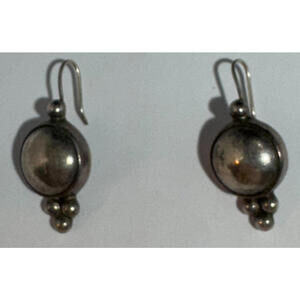 Vintage Sterling Silver Earrings Oval Cab Dangle Earrings 925 - 14 grams